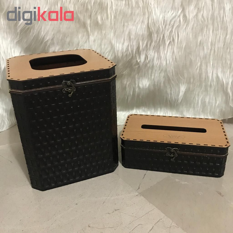 ست سطل و جعبه دستمال کاغذی مدل CHRM01 ست سطل و جعبه دستمال کاغذی مدل CHRM01
