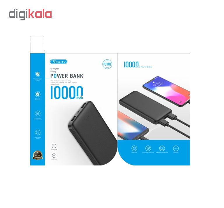 شارژر همراه وریتی مدل PU108 ظرفیت 10000 میلی آمپرساعت