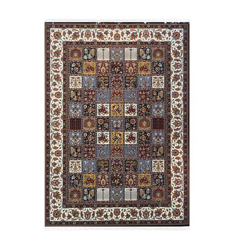 فرش ماشینی ستاره کویر یزد مدل ایساتیس کد I-85 زمینه سورمه ای