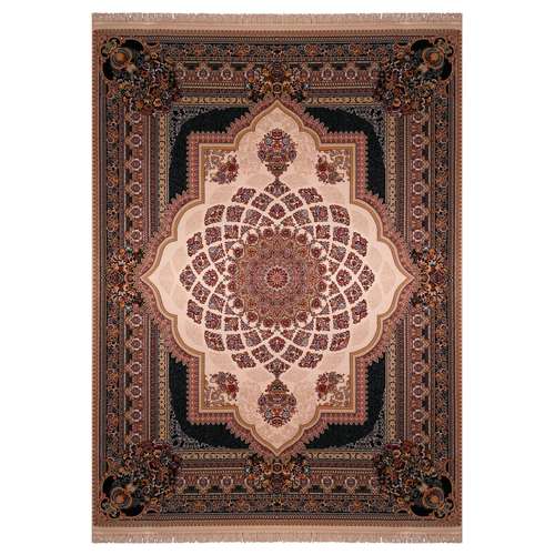 فرش ماشینی زمرد مشهد مدل دیبا زمینه کرم