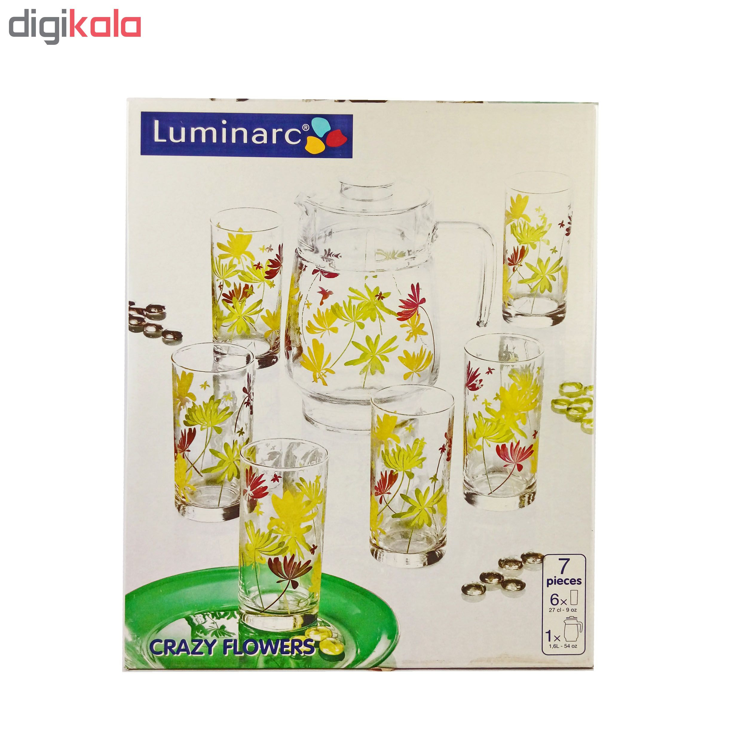 ست پارچ و لیوان 7 پارچه لومینارک مدل CRAZY FLOWRS