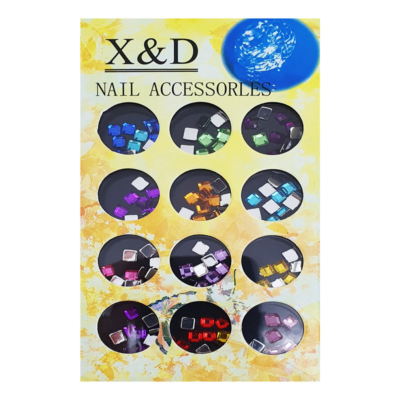 مجموعه نگین ناخن ایکس اند دی مدل SQR