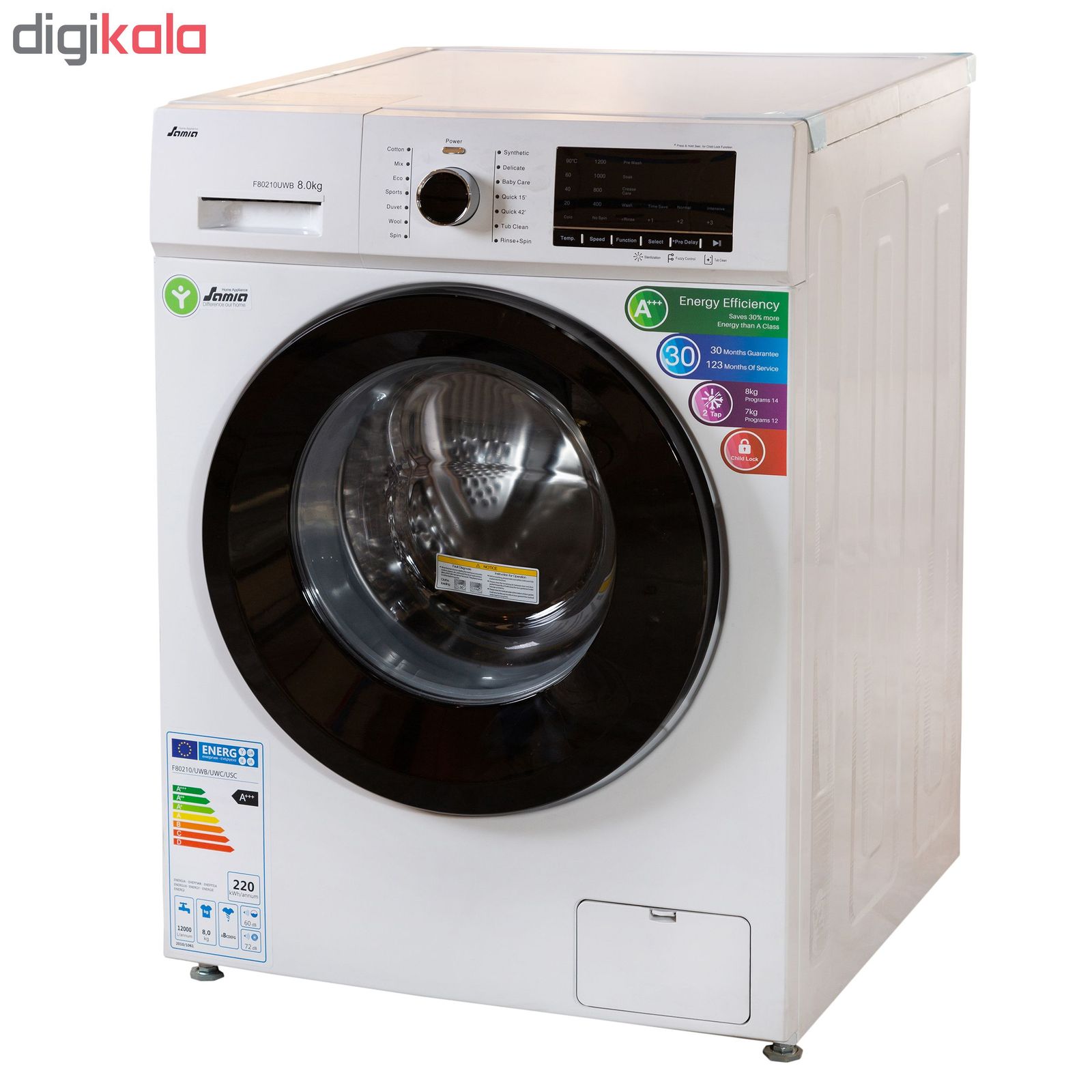 ماشین لباسشویی سامیا مدل F80210UWB ظرفیت 8 کیلوگرم main 1 2