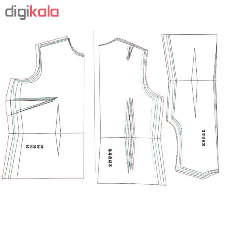 الگو خیاطی بالاتنه و آستین زنانه متد abm سایز 36 تا 54 مجموعه 10 عددی