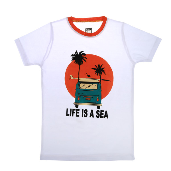 تی شرت ناوالس مدل LifeIsAsea-WH