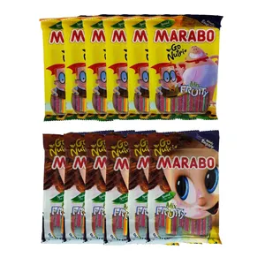 پاستیل لوله ای با طعم میوه مخلوط مارابو مقدار 120 گرم بسته 12 عددی