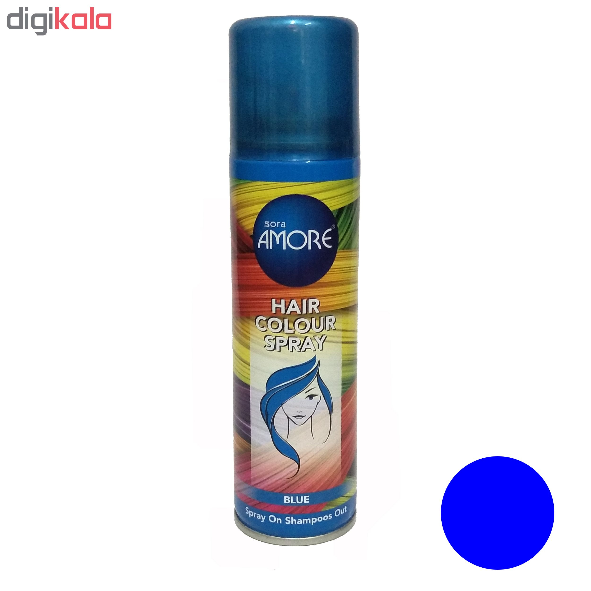 اسپری رنگ مو سورا آمور کد 1 حجم 150 میلی لیتر رنگ آبی