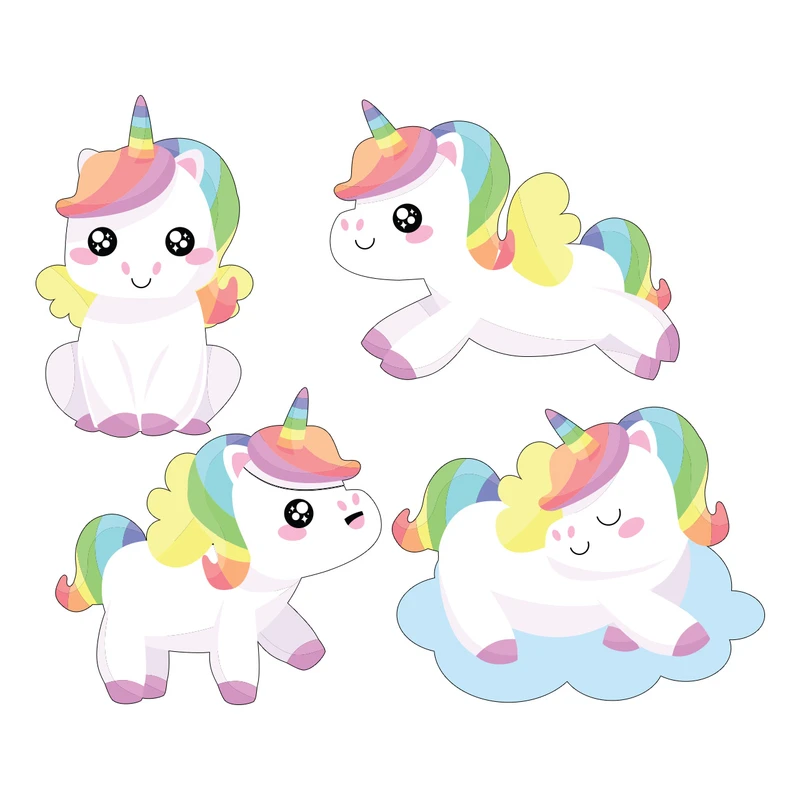 استیکر کلید و پریز طرح یونیکورن کد ۰۱ مجموعه ۴ عددی