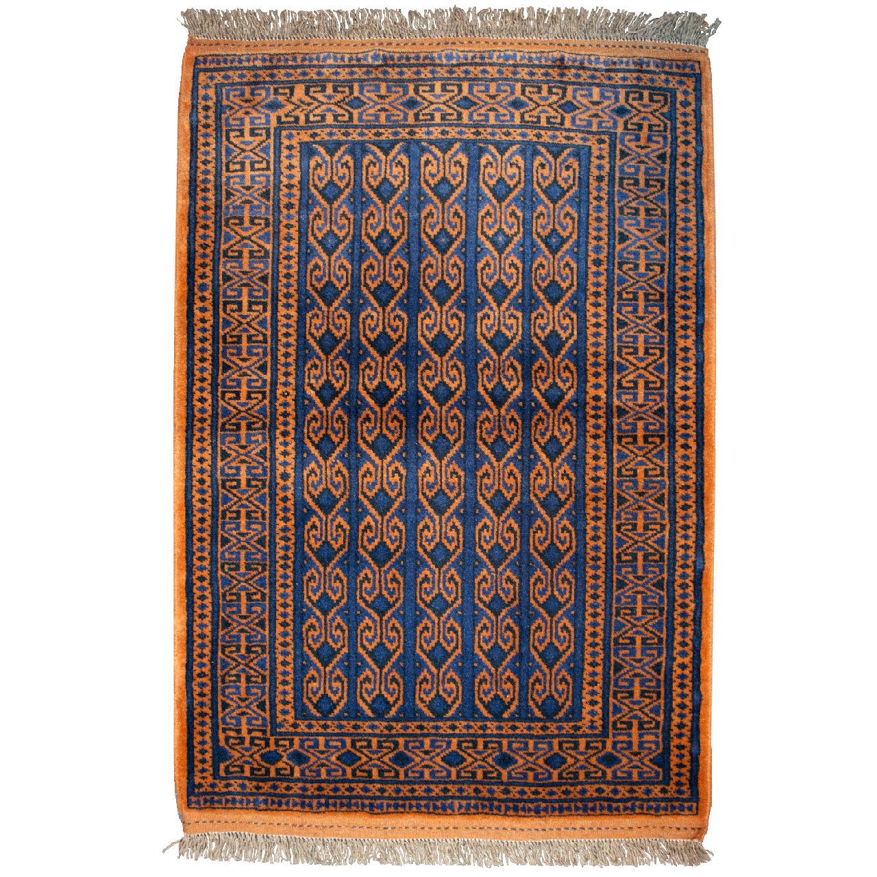 فرش دستبافت قدیمی یک متری طرح ترکمن کد 7154