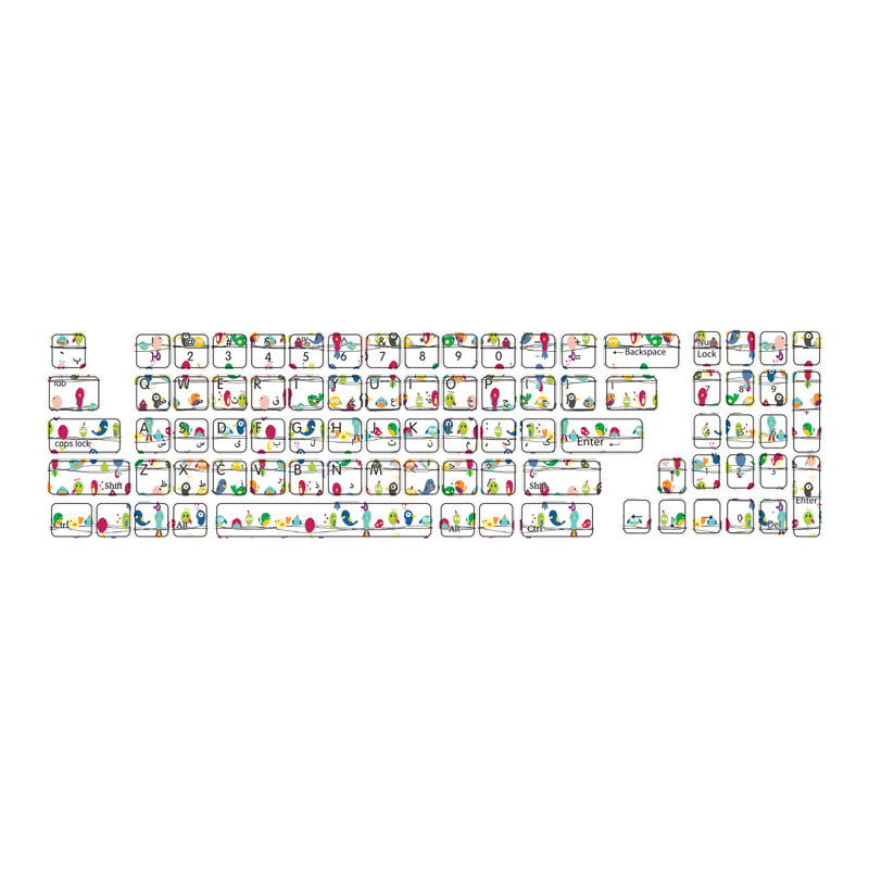 برچسب حروف فارسی کیبورد طرح پرنده ها کد ۰۱