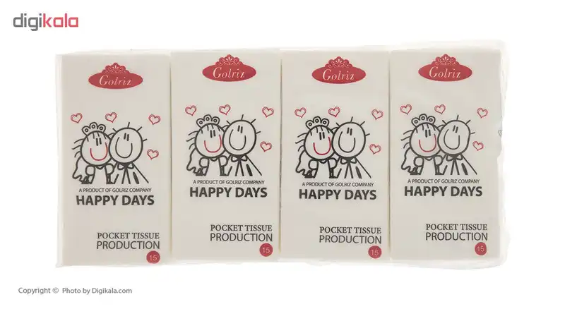 دستمال جیبی گلریز مدل Happy بسته 12عددی