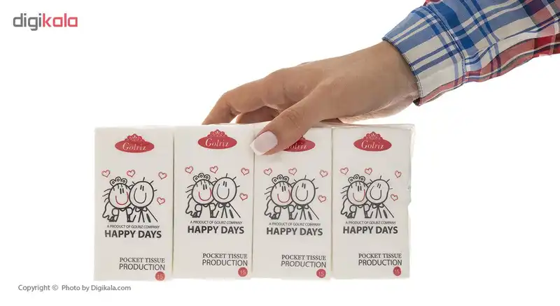 دستمال جیبی گلریز مدل Happy بسته 12عددی