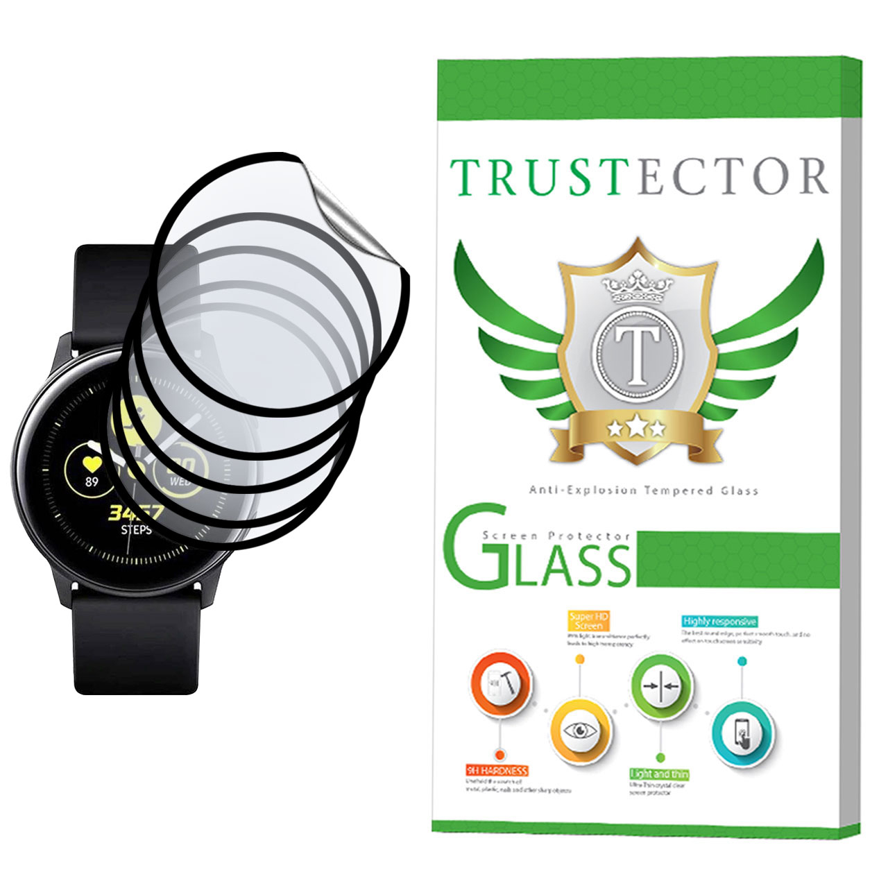 محافظ صفحه نمایش 3D تراستکتور مدل TSP مناسب برای ساعت هوشمند سامسونگ Watch Active بسته 5 عددی