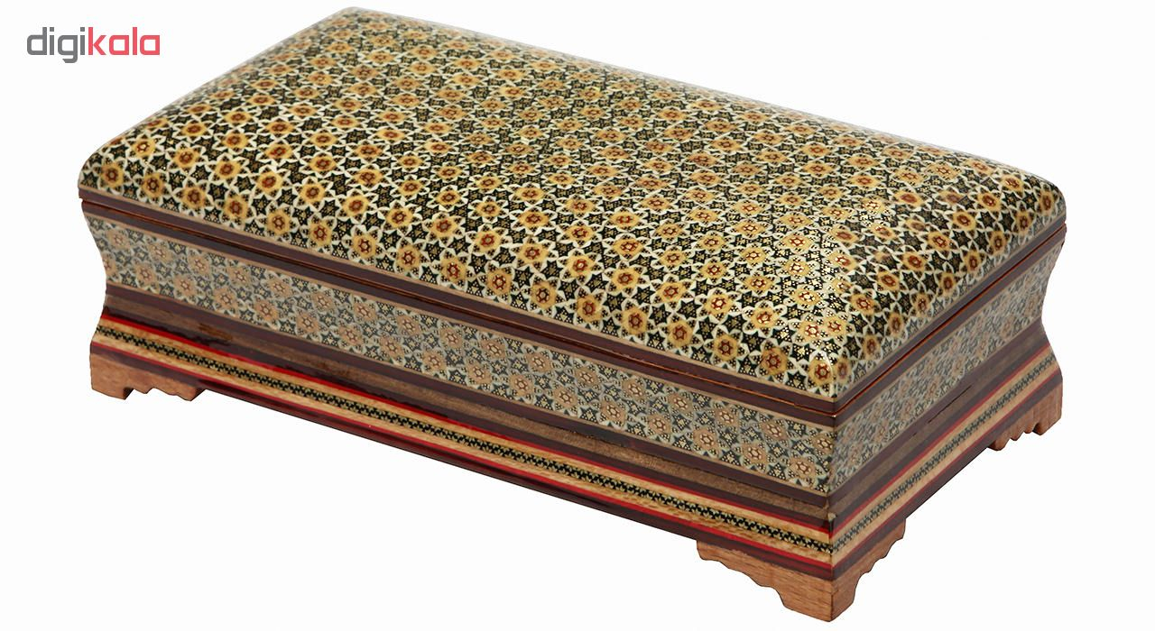 ست جعبه دستمال کاغذی و جعبه کارد خاتم کاری مدل زبرجد کد 1140 مجموعه 2 عددی