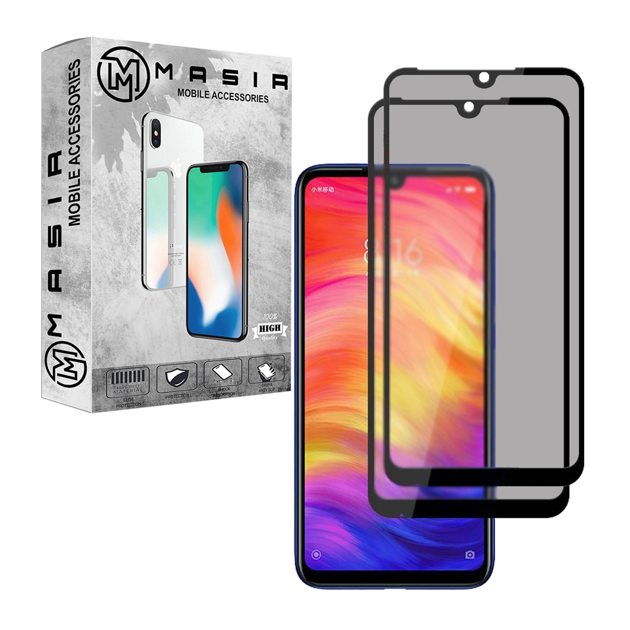 محافظ صفحه نمایش حریم شخصی مسیر مدل MGFPV-2 مناسب برای گوشی موبایل شیائومی Redmi Note 7  بسته دو عددی