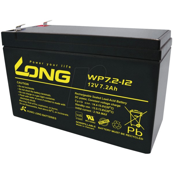 باتری یو پی اس 12 ولت 7.2 آمپر ساعت لانگ مدل WP7.2-12