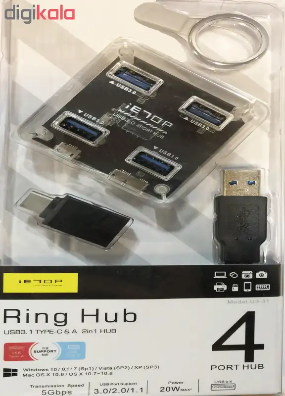 هاب 4 پورت USB 3.0 آی ایی تاپ مدل U3-31