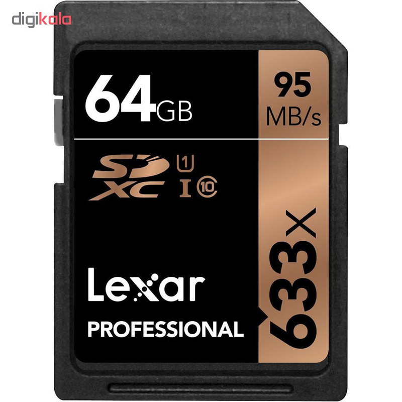 کارت حافظه SDXC لکسار مدل Professional کلاس 10 استاندارد UHS-I U1 سرعت 95MBps ظرفیت 64 گیگابایت