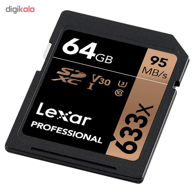 کارت حافظه SDXC لکسار مدل Professional کلاس 10 استاندارد UHS-I U1 سرعت 95MBps ظرفیت 64 گیگابایت