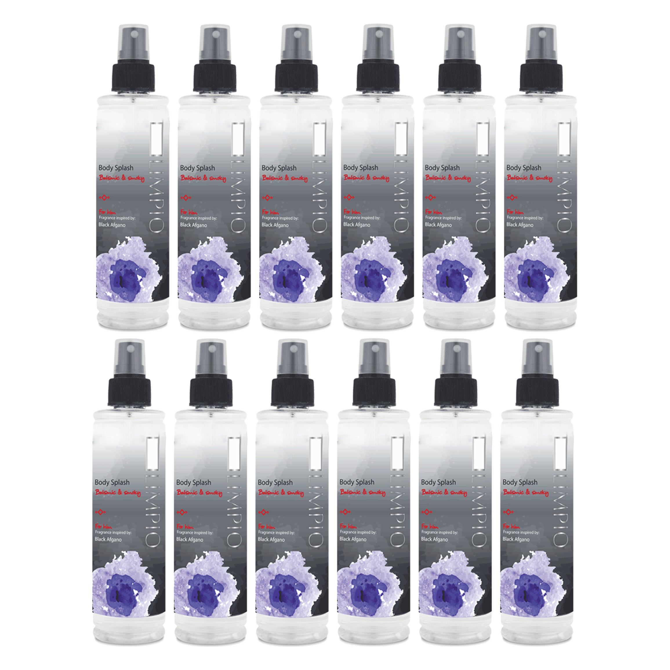 بادی اسپلش مردانه لیمپیو مدل Black Afghano حجم 250 میلی لیتر مجموعه 12 عددی