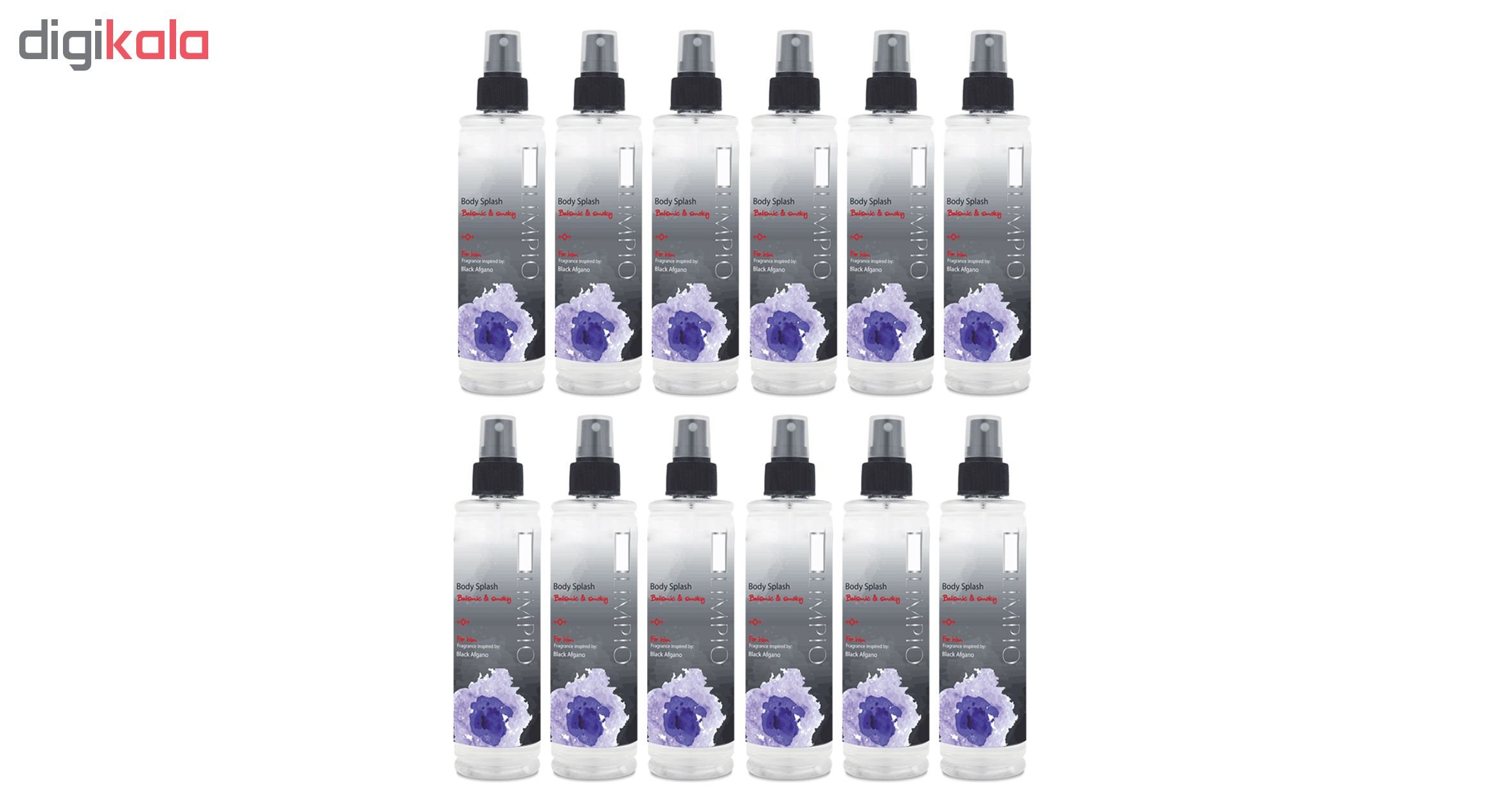 بادی اسپلش مردانه لیمپیو مدل Black Afghano حجم 250 میلی لیتر مجموعه 12 عددی