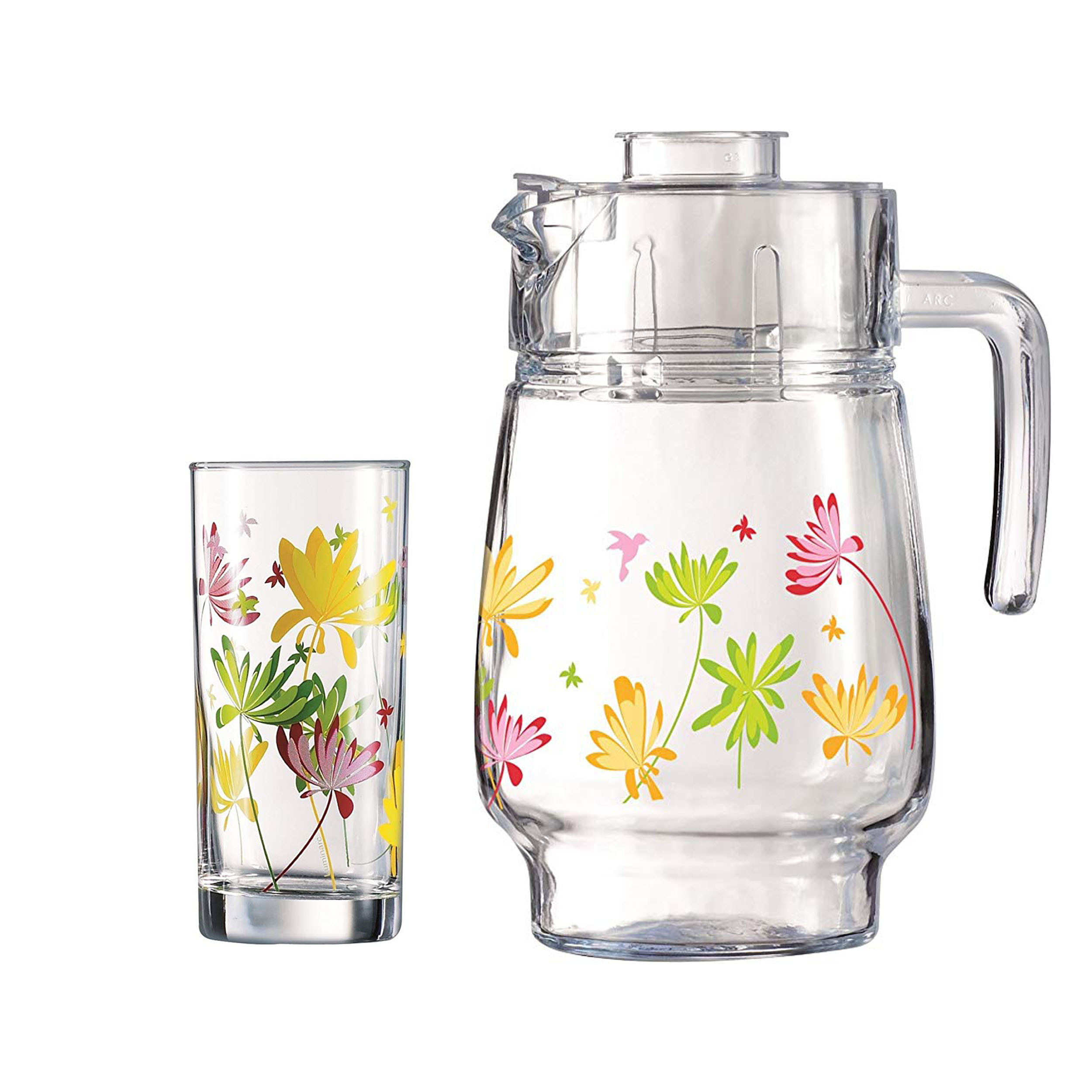 ست پارچ و لیوان 7 پارچه لومینارک مدل CRAZY FLOWRS