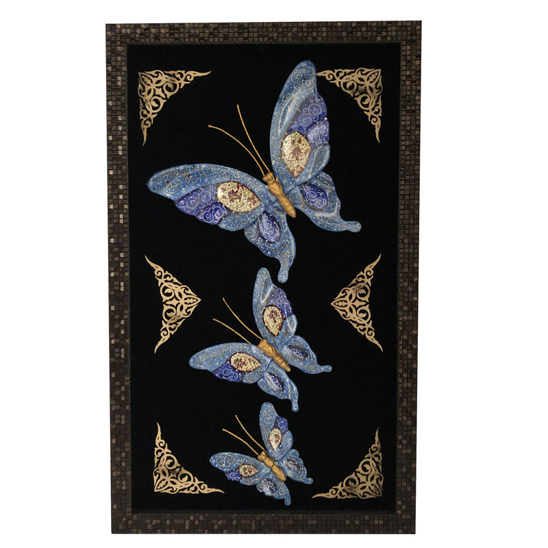 تابلو میناکاری مسی طرح پروانه کد 4866