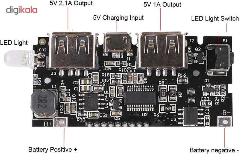 عکس شماره 7 : ماژول پاور بانک و نمایشگر مدل o2-a2v5