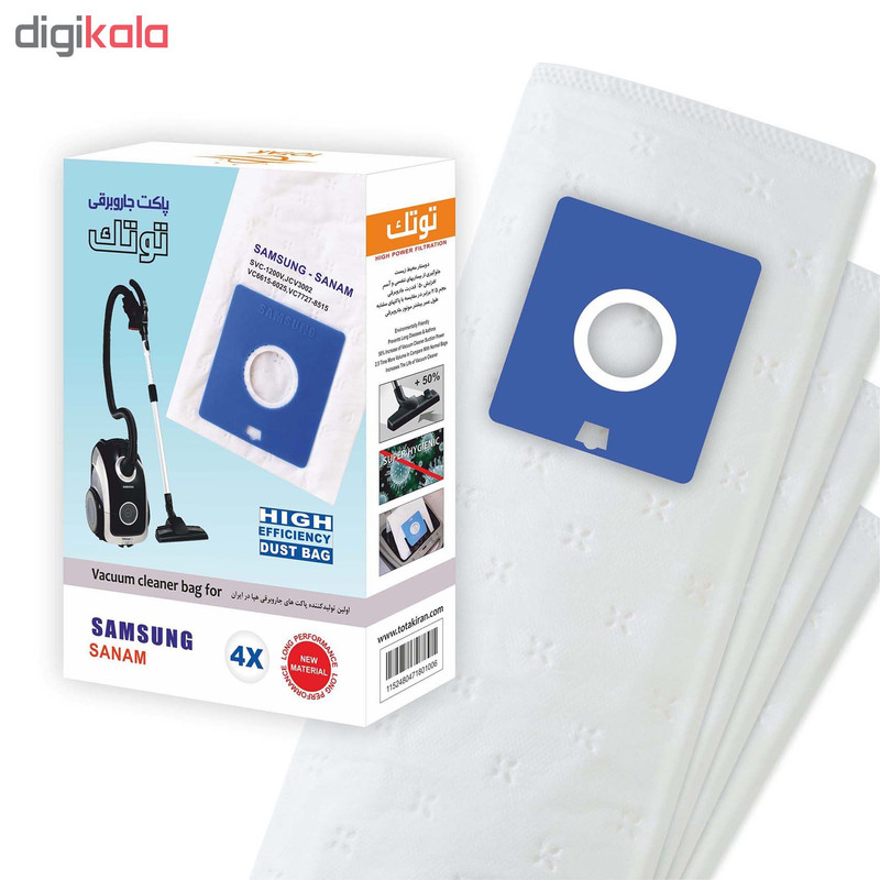 کیسه جاروبرقی توتک مدل 11006 بسته 4 عددی مناسب برای جاروبرقی های سامسونگ و صنام