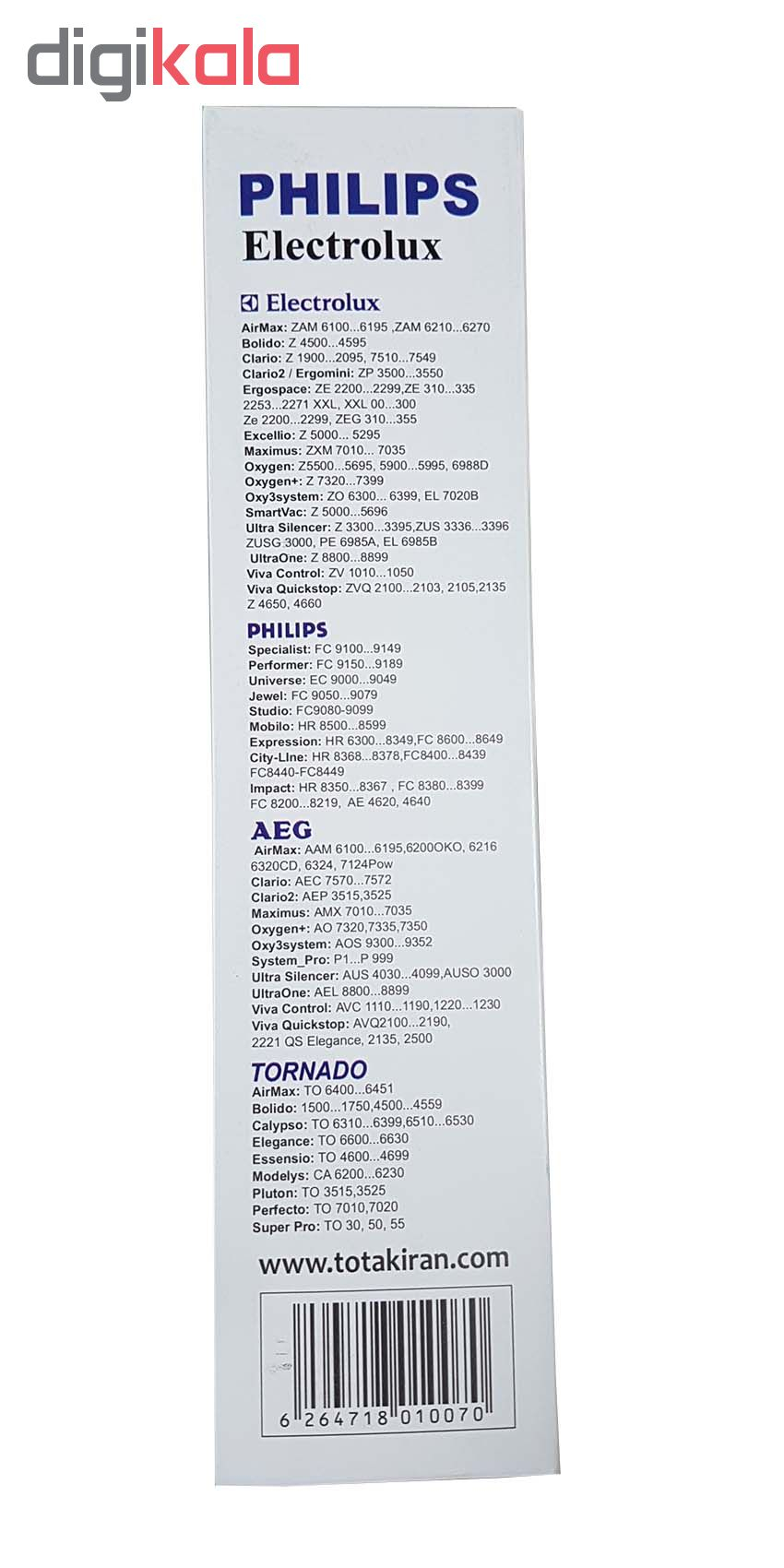 کیسه جاروبرقی توتک مدل 11007 بسته 4 عددی مناسب برای جاروبرقی های فیلیپس و آاگ و الکترولوکس