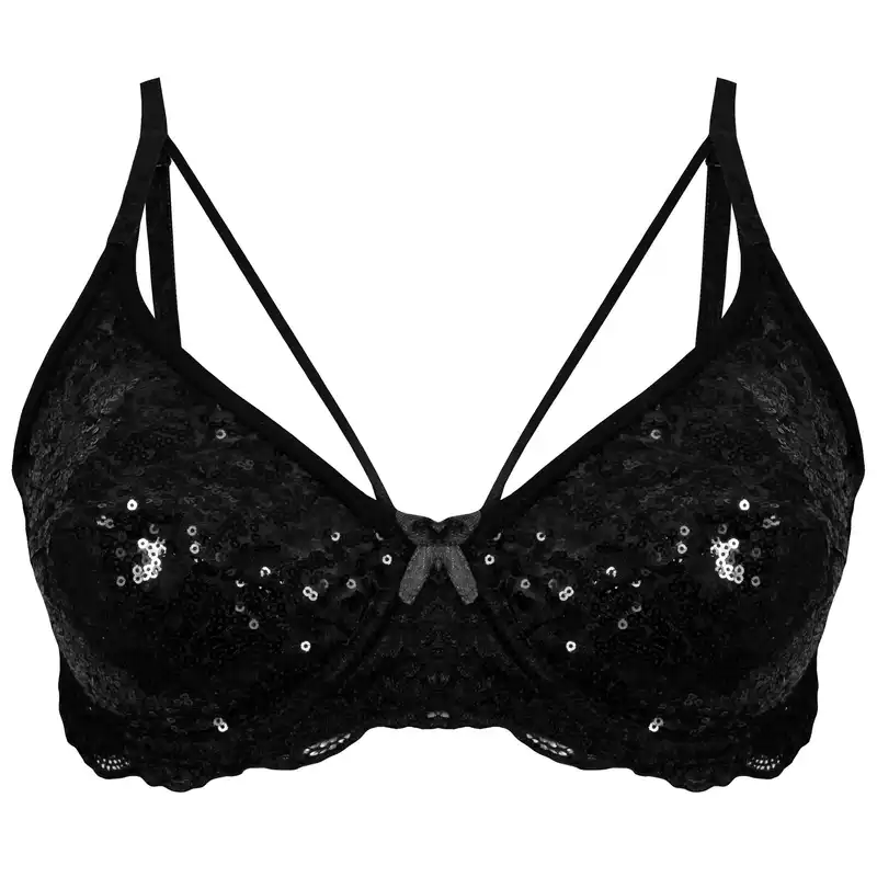 سوتین زنانه ایزابلا مدل پولکی هارنس فنردار کد 4459-12 رنگ مشکی