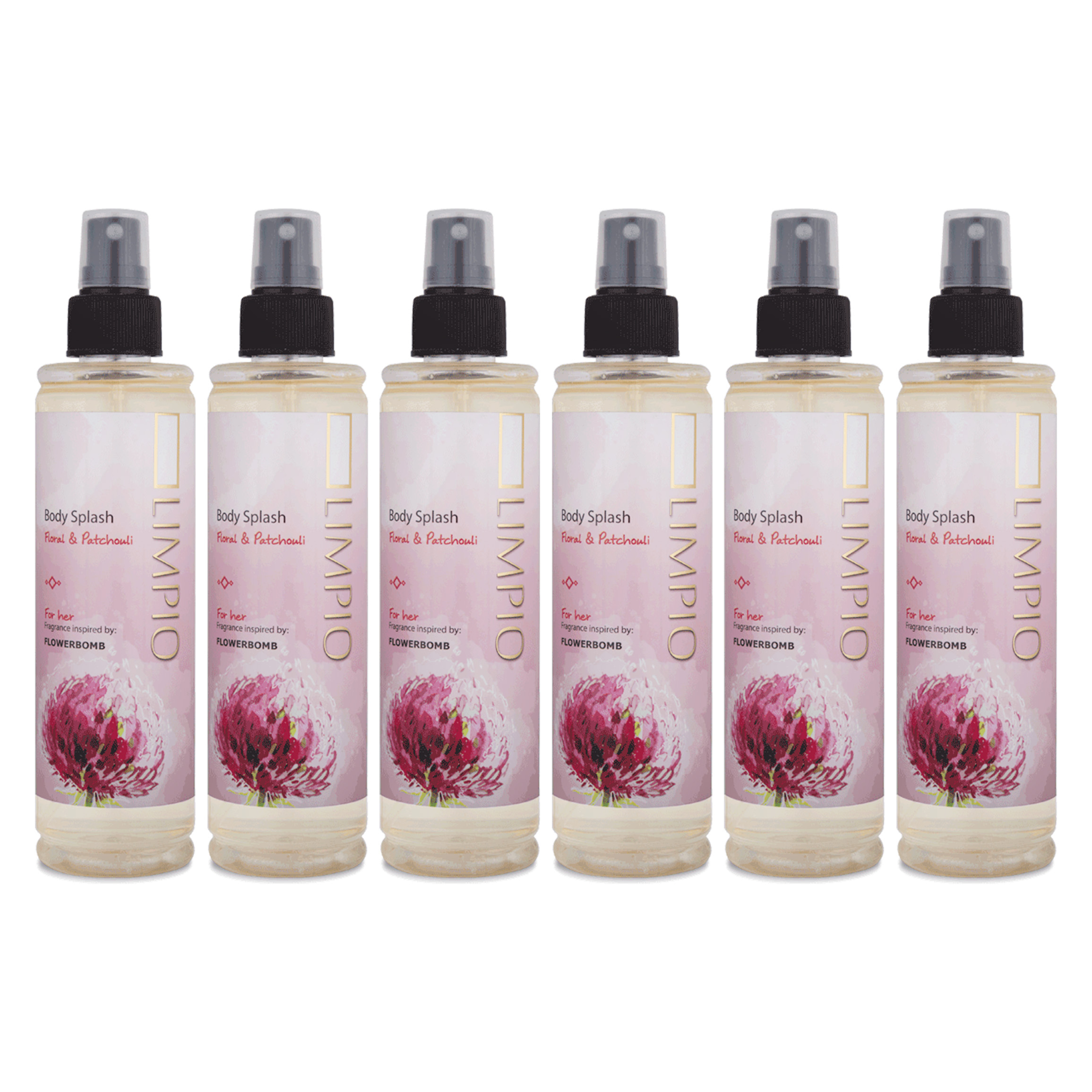 بادی اسپلش زنانه لیمپیو مدل Flower bomb حجم 250 میلی لیتر مجموعه 6 عددی