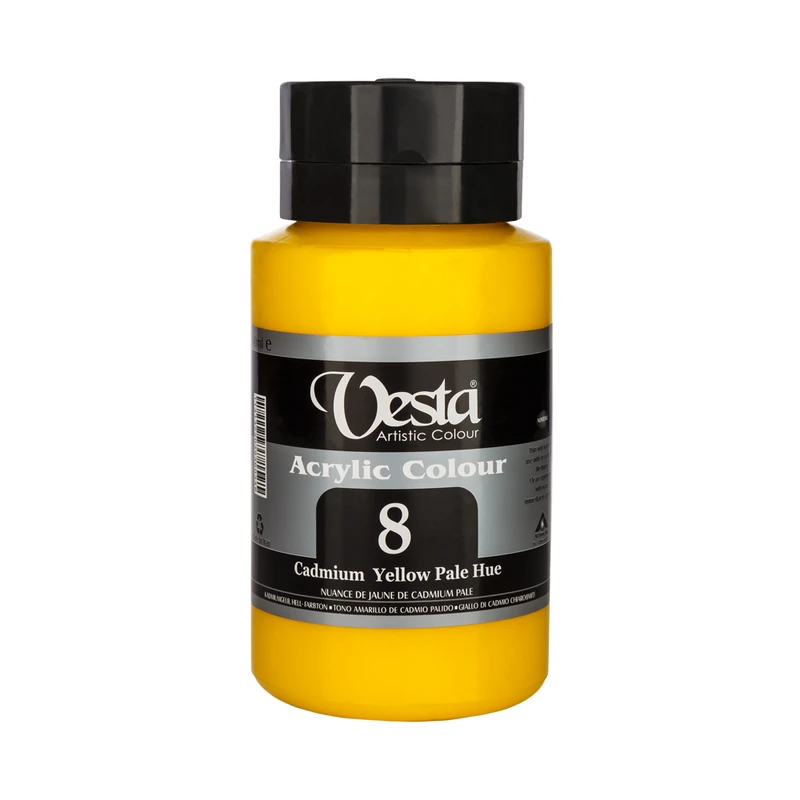 رنگ اکرلیک وستا مدل Cadmium Yellow Pale Hue حجم 500 میلی لیتر