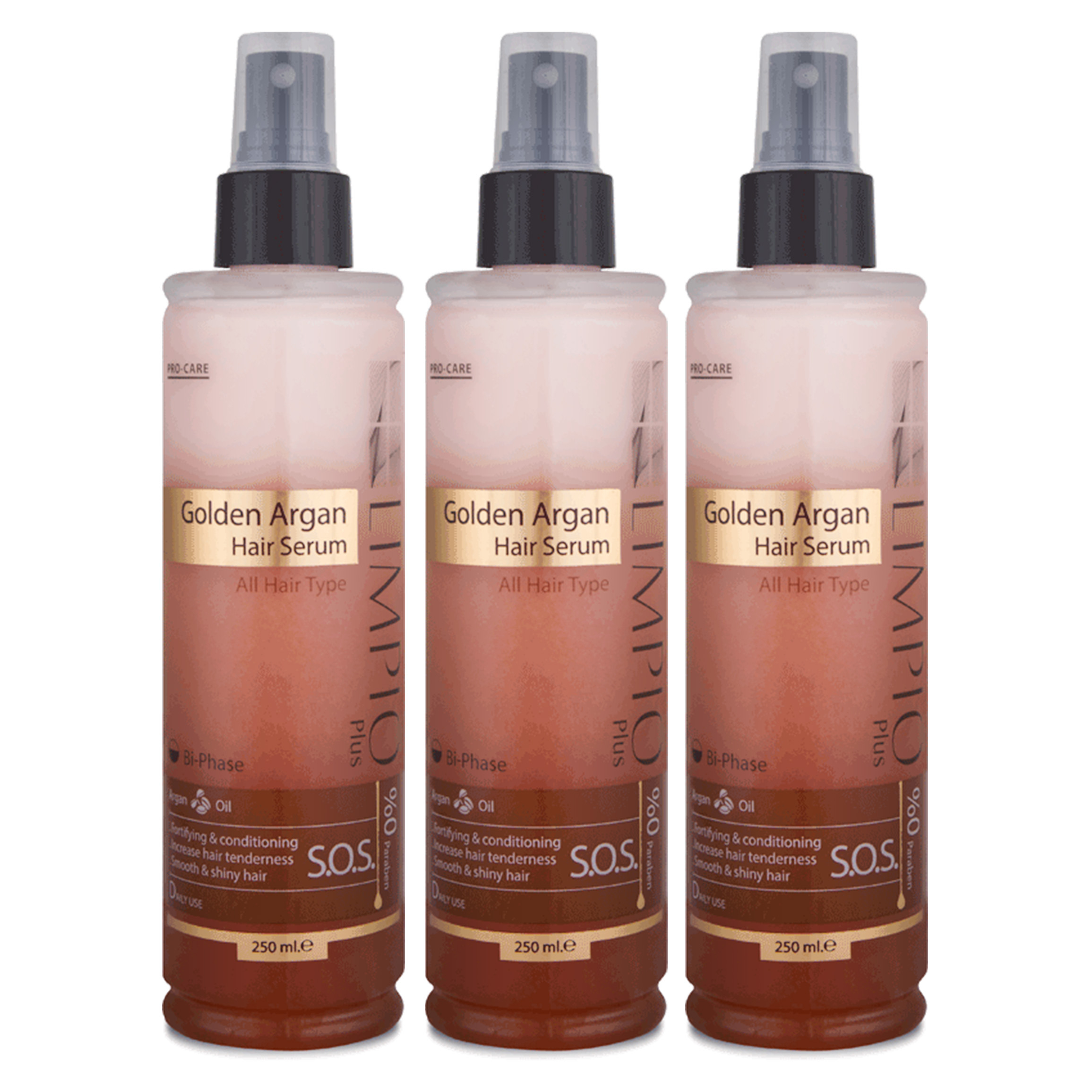 سرم مو لیمپیو مدل Golden Argan حجم 250 میلی لیتر مجموعه 3 عددی