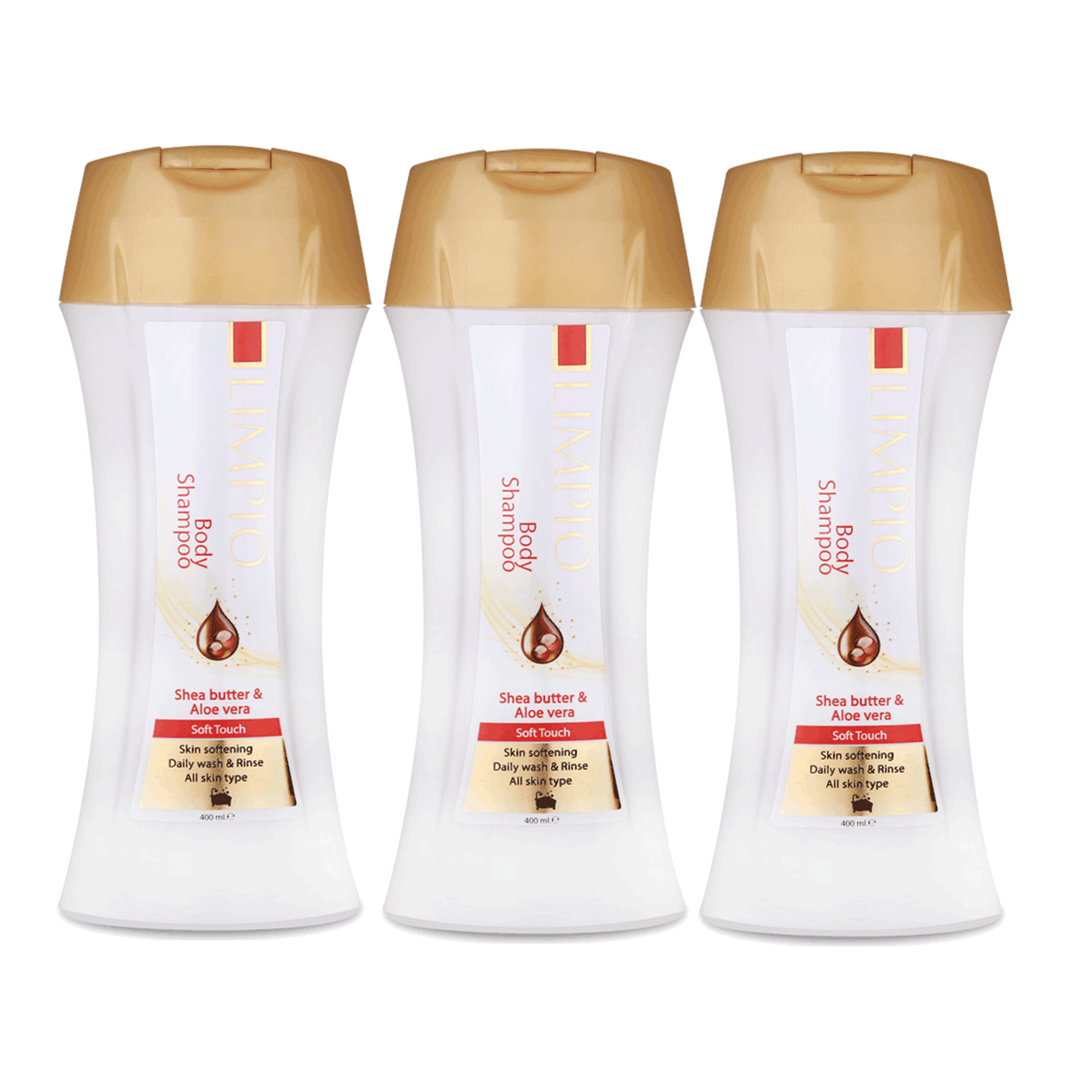 شامپو بدن لیمپیو مدل Shea butter & Aloe vera حجم 400 میلی لیتر مجموعه 3 عددی