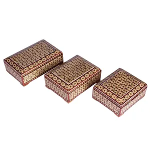 جعبه جواهر خاتم کاری مدل لعل بسته سه عددی