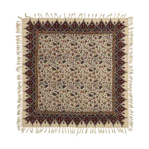 رومیزی قلمکار طرح گل ریز کد 22 سایز 80 × 80 سانتی‌ متر