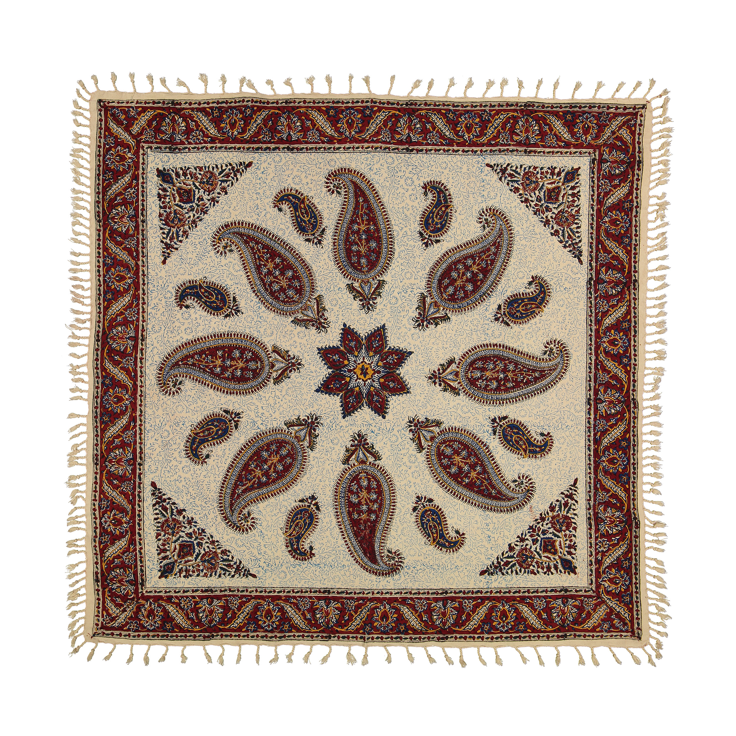 رومیزی قلمکار طرح بته جقه کد 026 سایز 100 × 100 سانتی متر