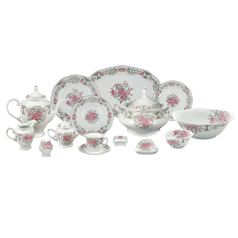 سرویس غذاخوری 102 پارچه چینی پردیس کاشان سری الگانس مدل المیرا کد 801