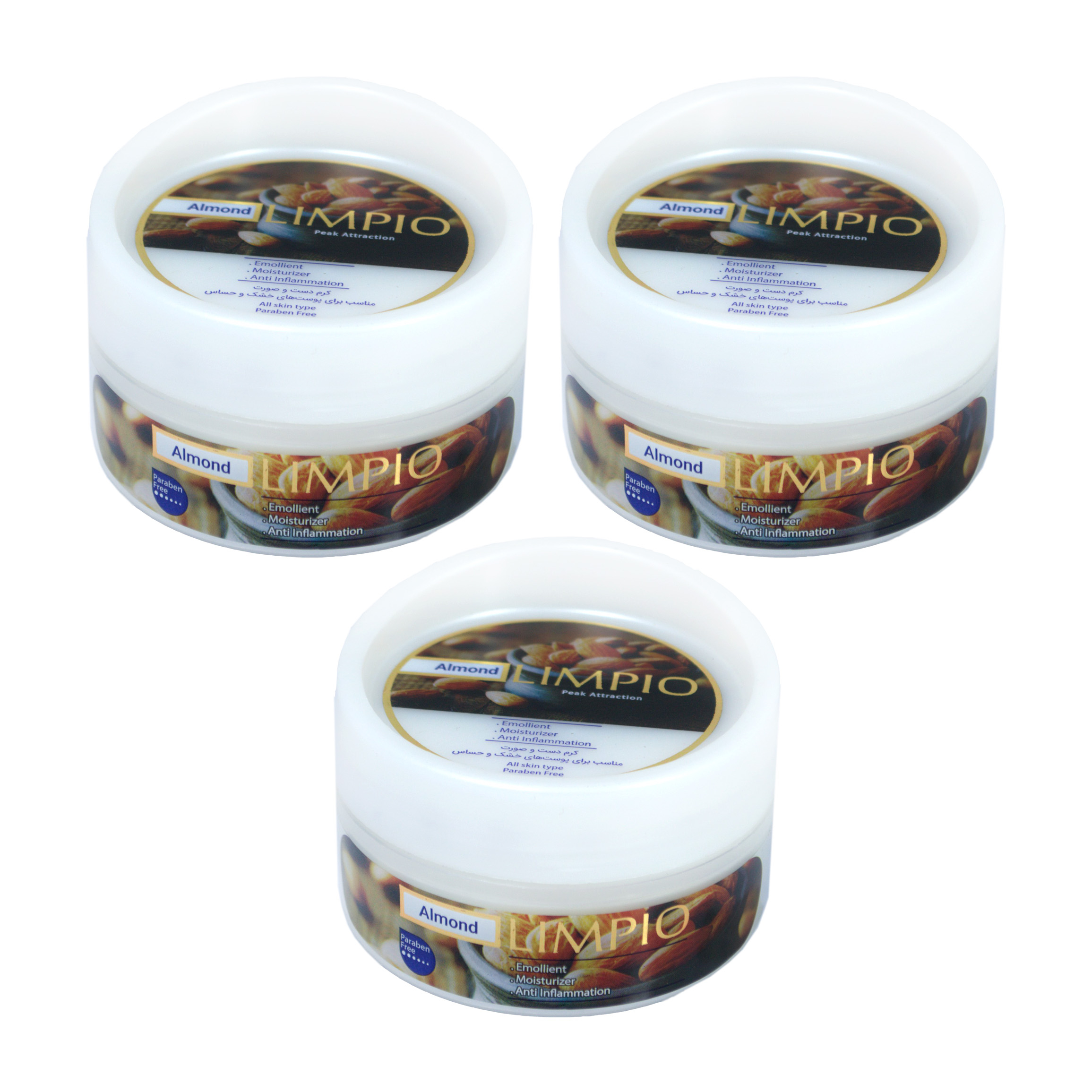 کرم مرطوب کننده لیمپیو مدل Almond حجم 200 میلی لیتر مجموعه 3 عددی