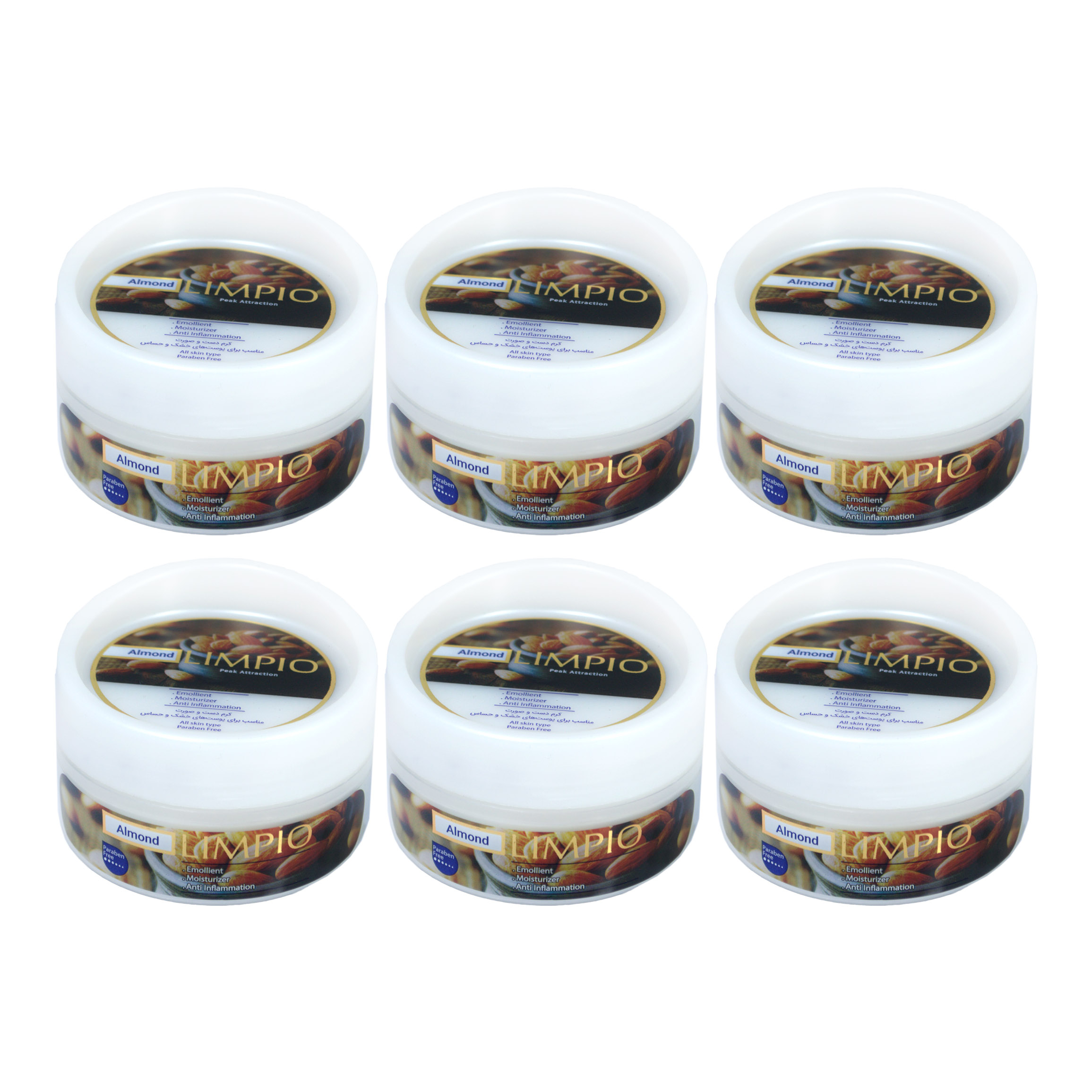 کرم مرطوب کننده لیمپیو مدل Almond حجم 200 میلی لیتر مجموعه 6 عددی