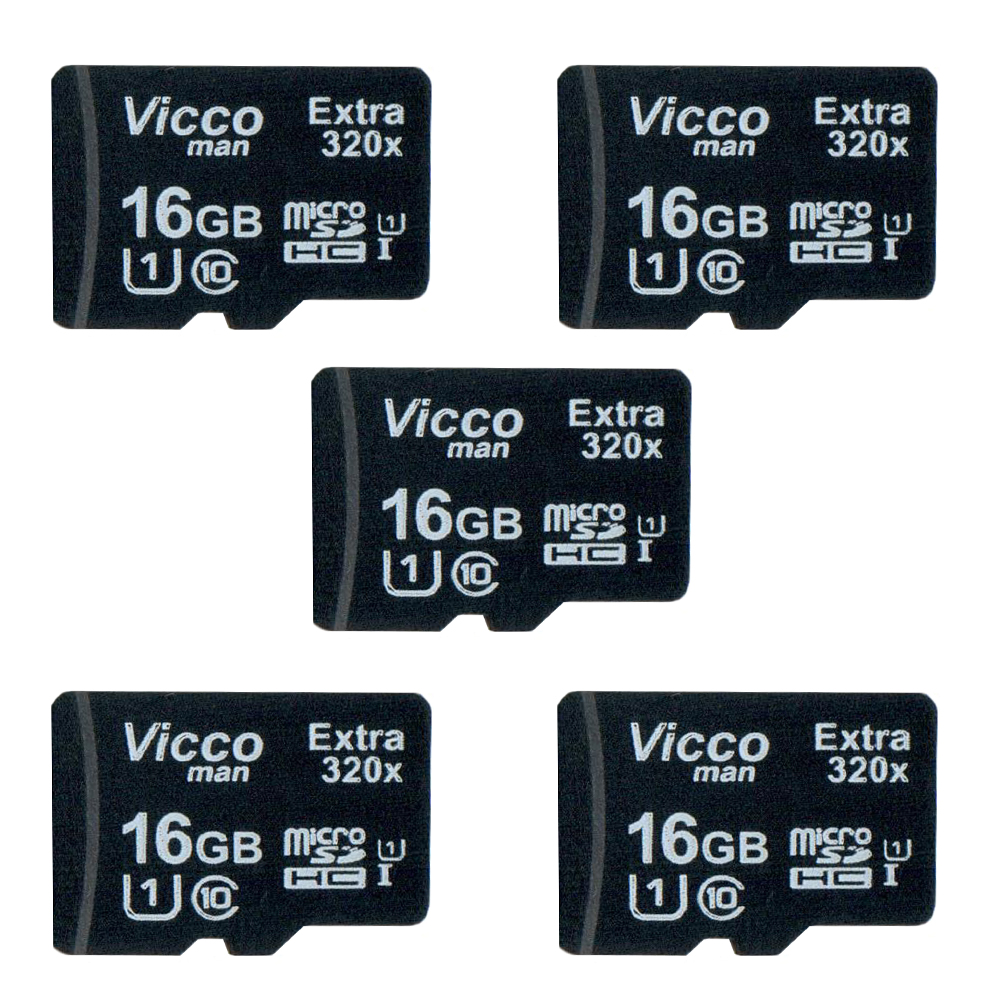 کارت حافظه microSDHC ویکومن مدل Extre 320X کلاس 10 استاندارد UHS-I U1 سرعت48MBps ظرفیت 16 گیگابایت بسته 5 عددی