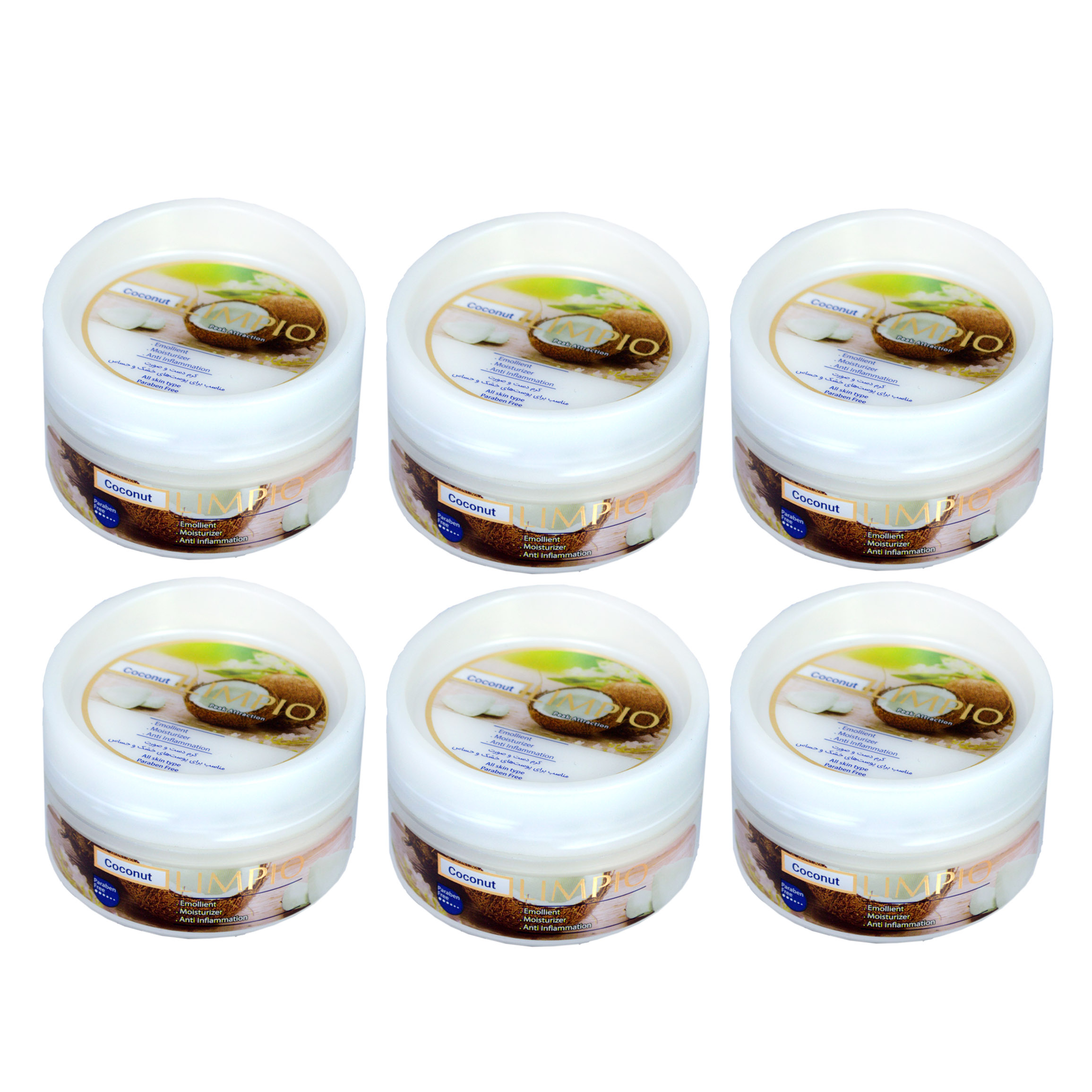 کرم مرطوب کننده لیمپیو مدل Coconut حجم 200 میلی لیتر مجموعه 6 عددی
