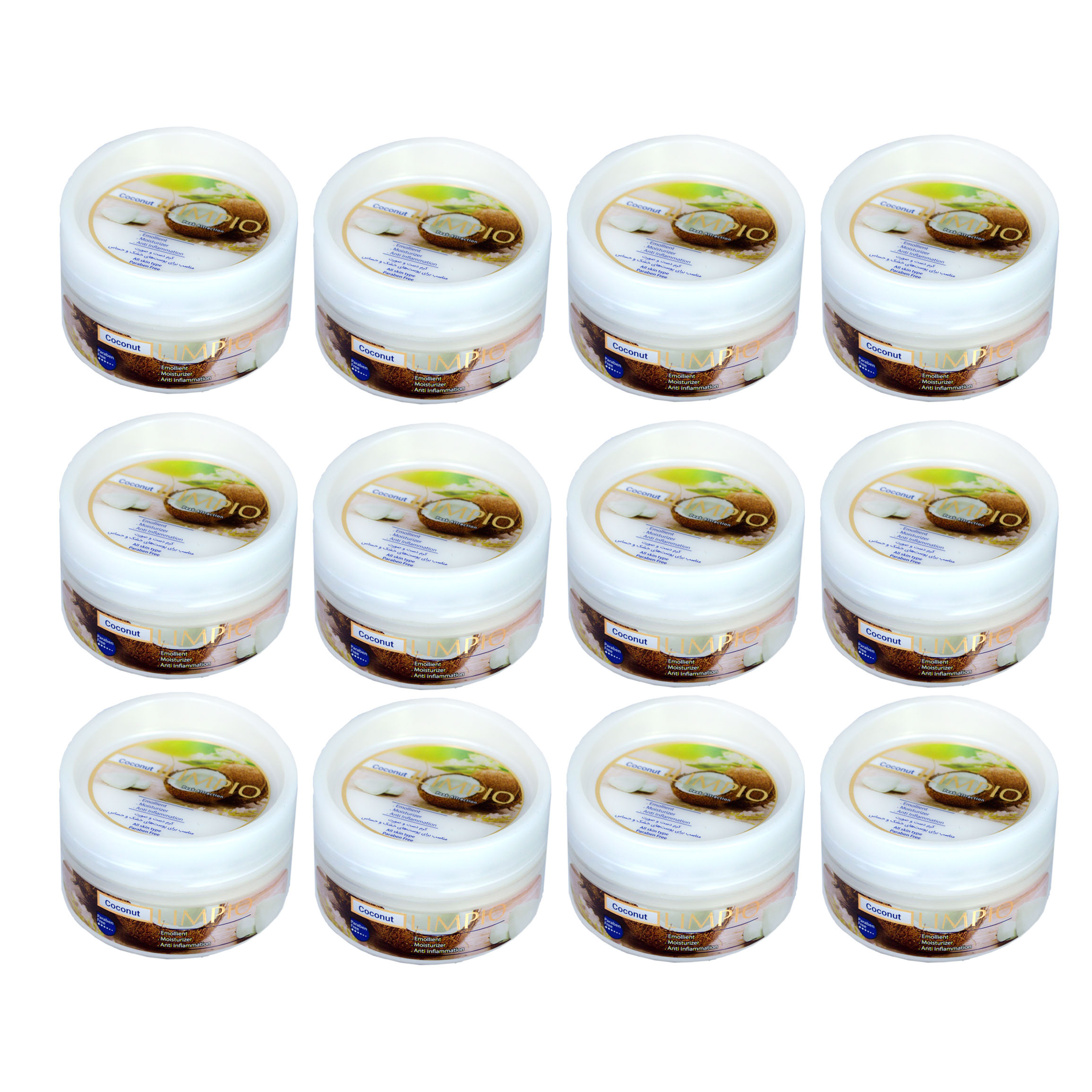 کرم مرطوب کننده لیمپیو مدل Coconut حجم 200 میلی لیتر مجموعه 12 عددی