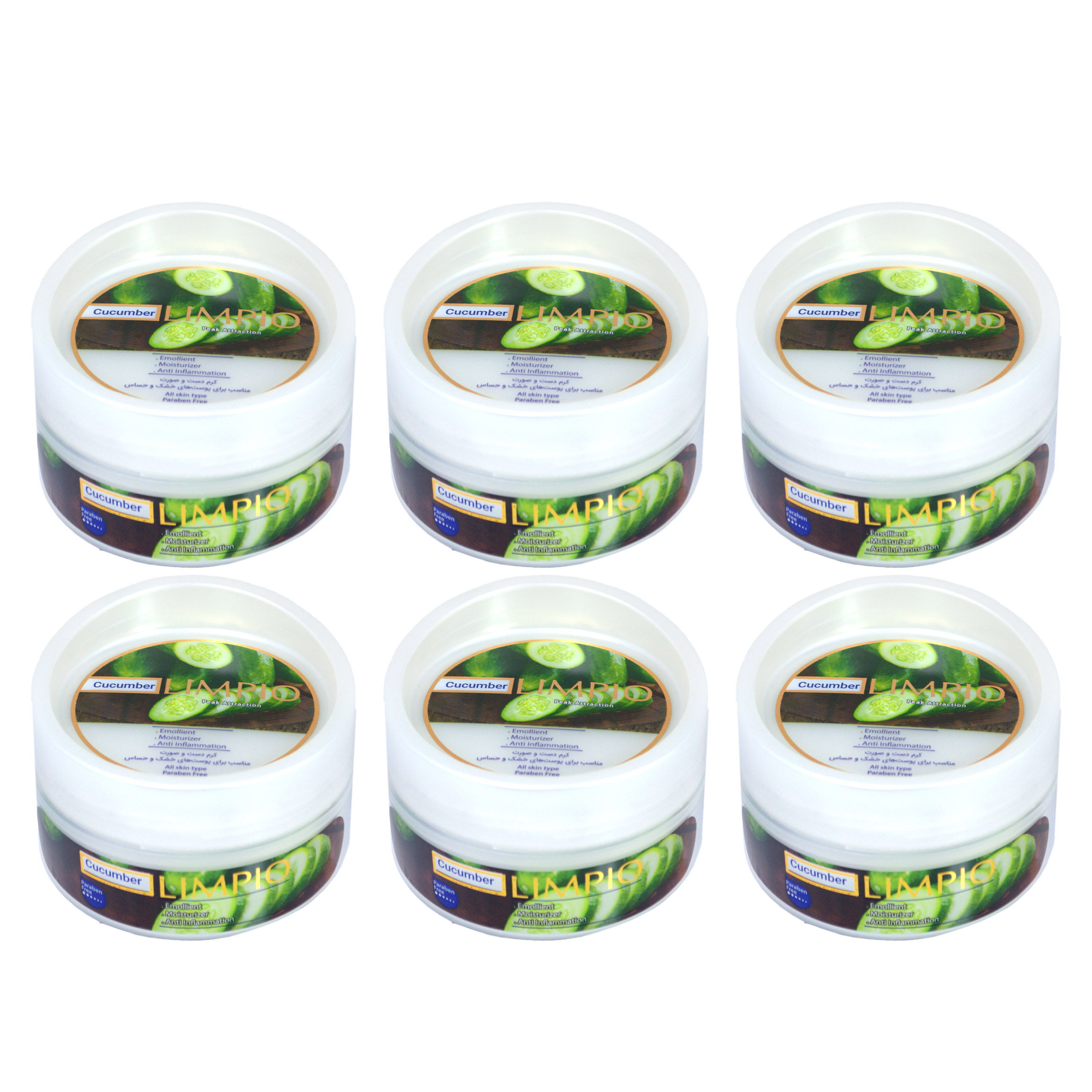 کرم مرطوب کننده لیمپیو مدل Cucumber حجم 200 میلی لیتر مجموعه 6 عددی