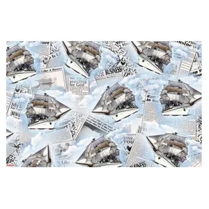 کاغذ کادو مدل روزنامه و کشتی بسته 5 عددی