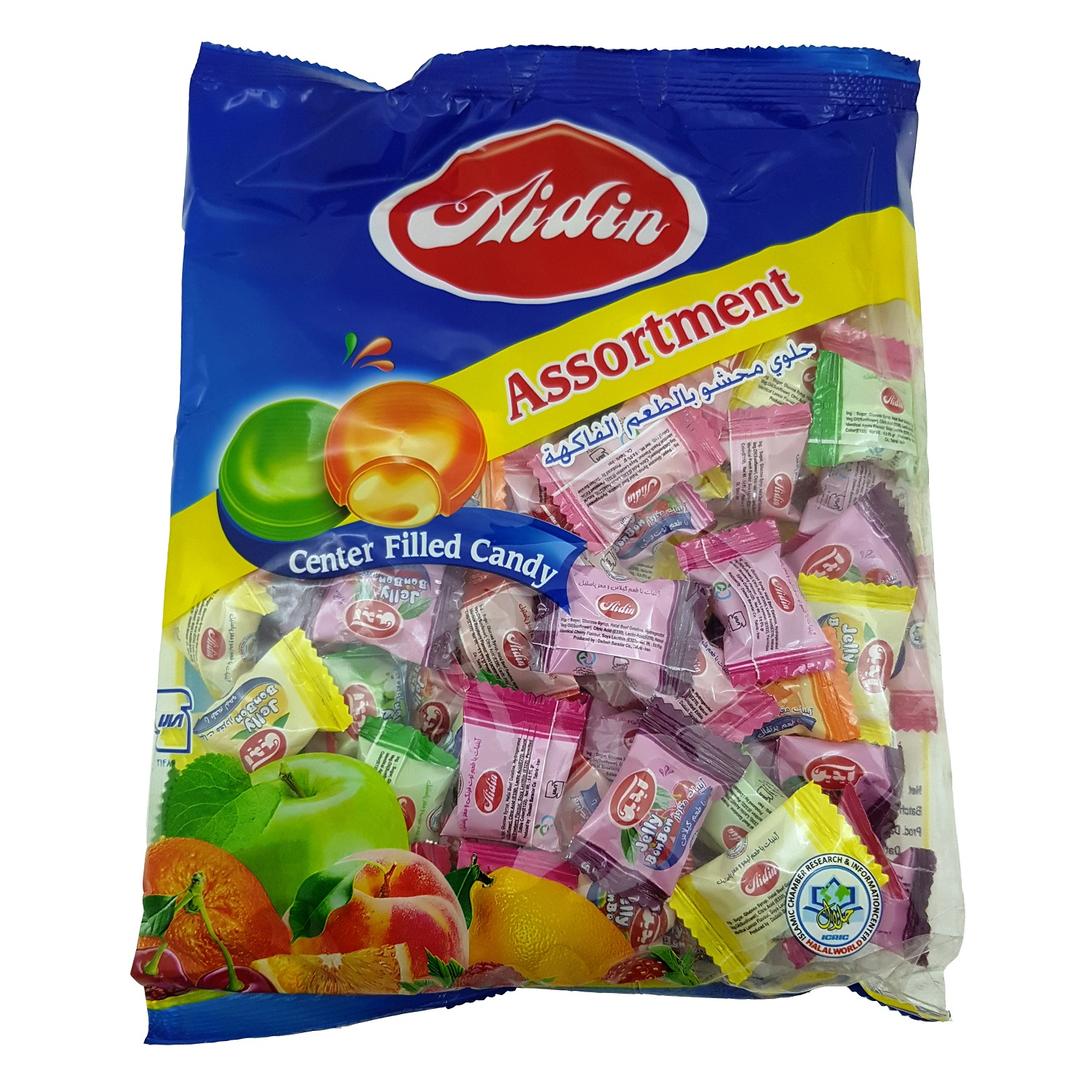 آبنبات با طعم میوه و مغز پاستیل آیدین مقدار 550 گرم 