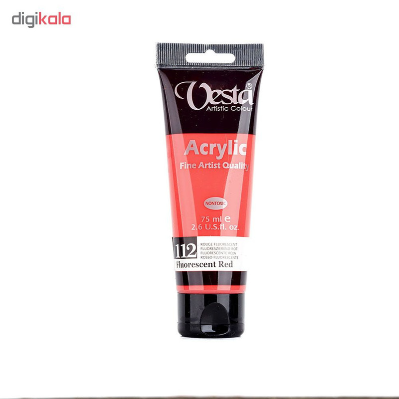 رنگ اکریلیک وستا مدل Fluorescent Red 112 حجم 75 میلی لیتر
