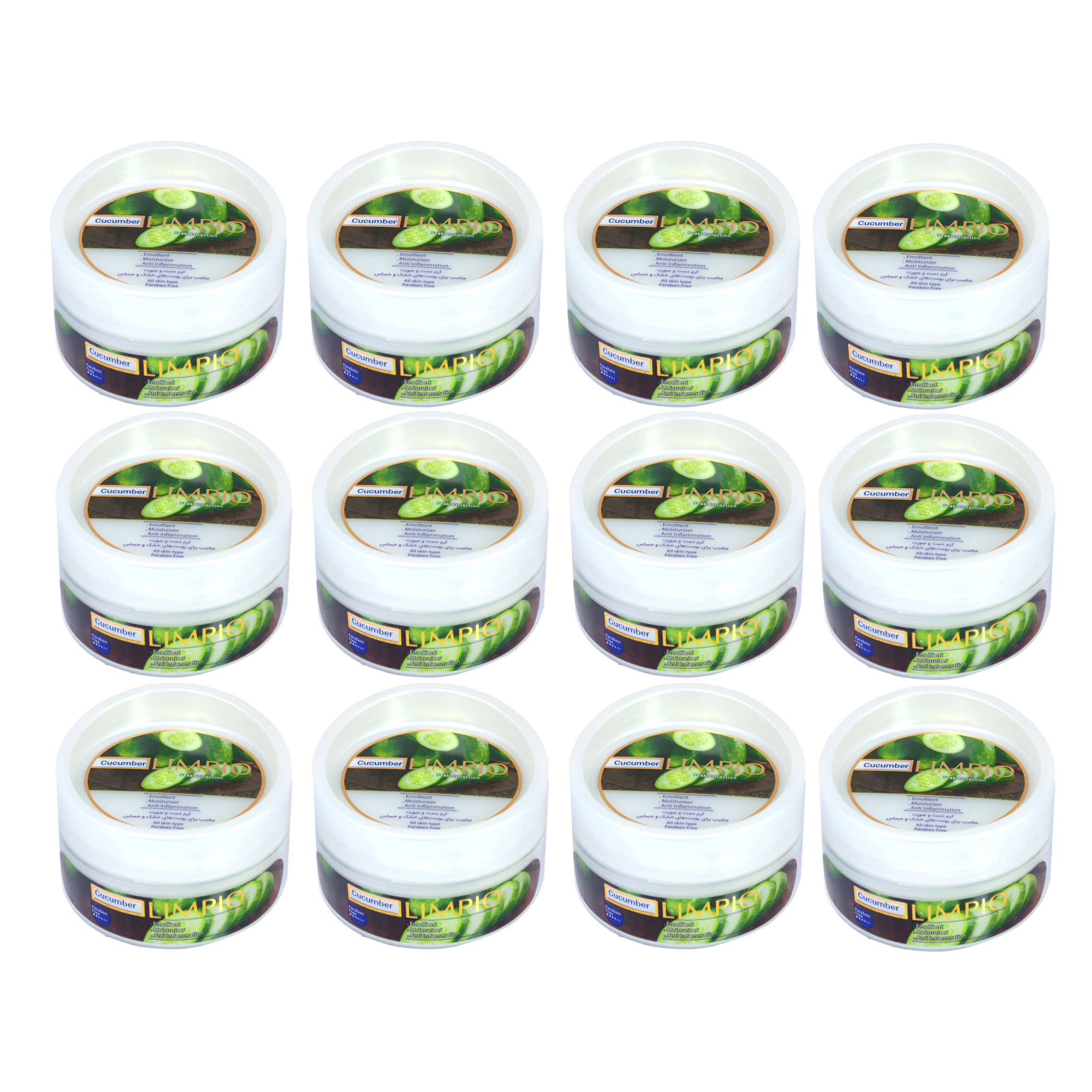 کرم مرطوب کننده لیمپیو مدل Cucumber حجم 200 میلی لیتر مجموعه 12 عددی