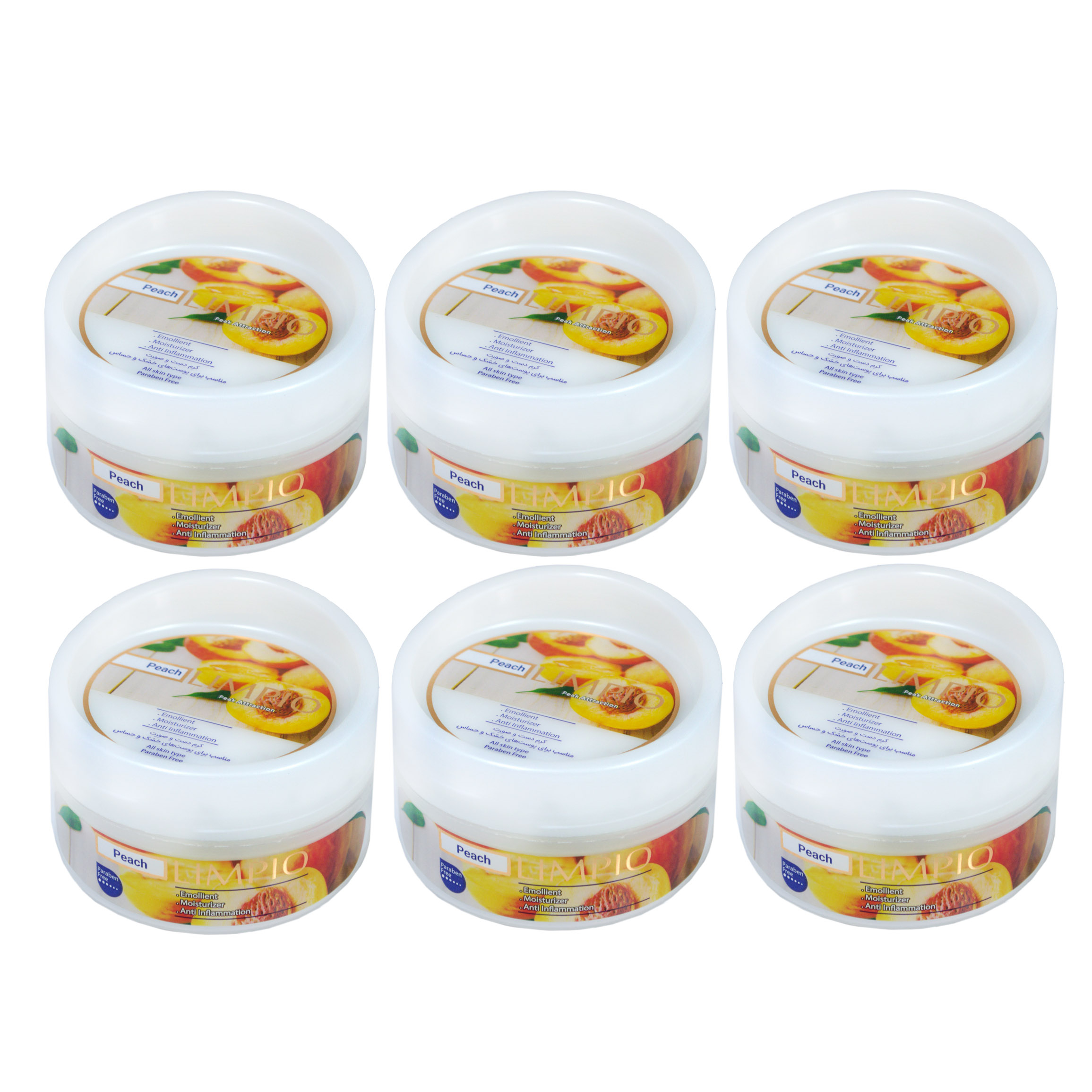 کرم مرطوب کننده لیمپیو مدل Peach حجم 200 میلی لیتر مجموعه 6 عددی